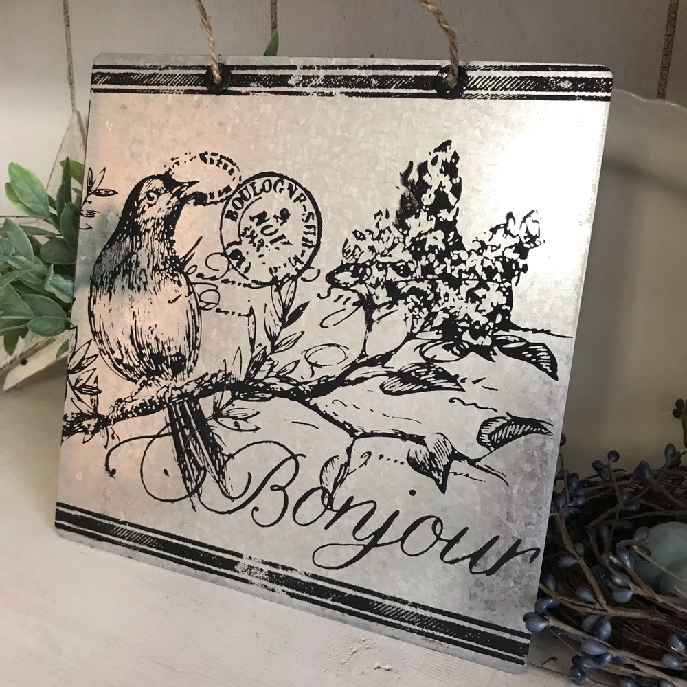 Handcrafted Galvanized Metal French design Sign
